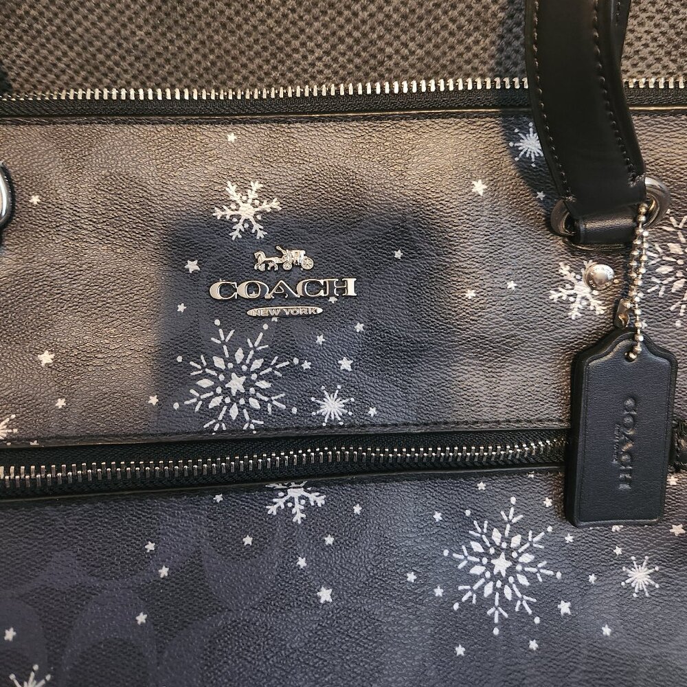 Coach Navy blue snowflake tote bag